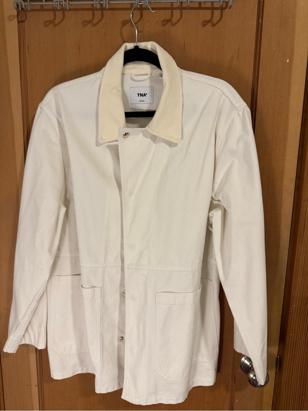 TNA Women's Cream Barn Jacket with Corduroy Collar